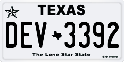TX license plate DEV3392