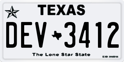 TX license plate DEV3412