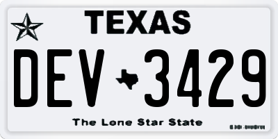 TX license plate DEV3429