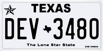TX license plate DEV3480
