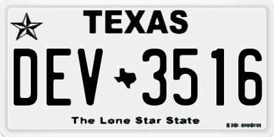TX license plate DEV3516