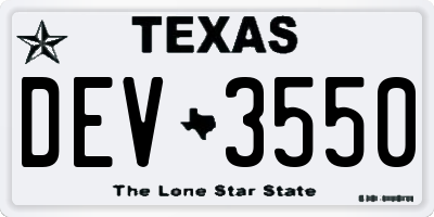TX license plate DEV3550