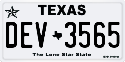 TX license plate DEV3565