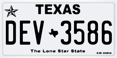 TX license plate DEV3586