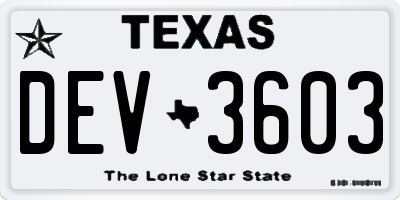 TX license plate DEV3603