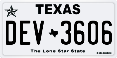 TX license plate DEV3606