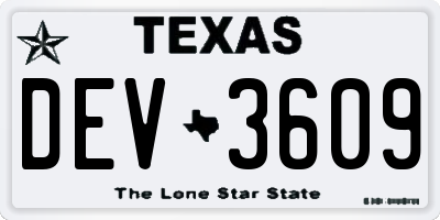TX license plate DEV3609