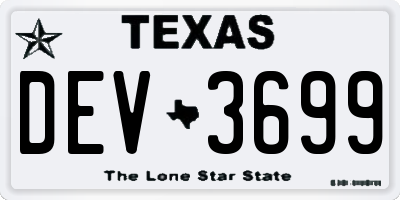 TX license plate DEV3699