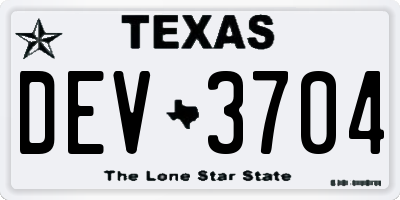 TX license plate DEV3704