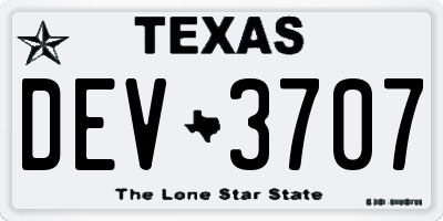 TX license plate DEV3707