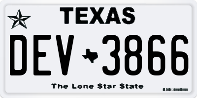 TX license plate DEV3866
