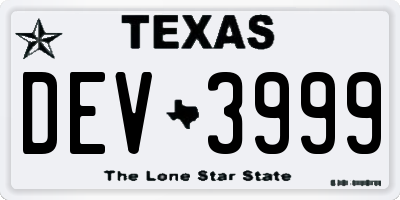 TX license plate DEV3999