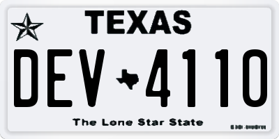 TX license plate DEV4110