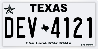 TX license plate DEV4121