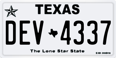 TX license plate DEV4337