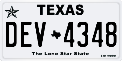 TX license plate DEV4348