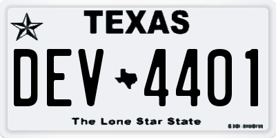 TX license plate DEV4401