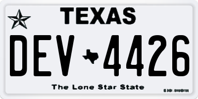 TX license plate DEV4426