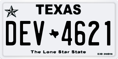 TX license plate DEV4621