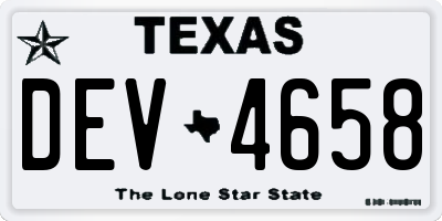TX license plate DEV4658