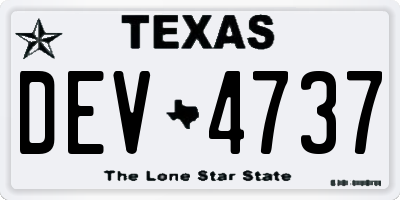 TX license plate DEV4737