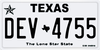 TX license plate DEV4755