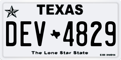 TX license plate DEV4829