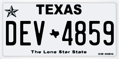 TX license plate DEV4859