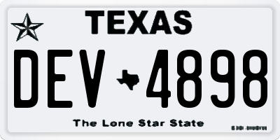 TX license plate DEV4898