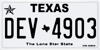 TX license plate DEV4903