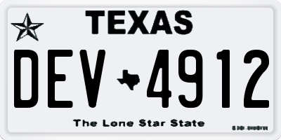 TX license plate DEV4912