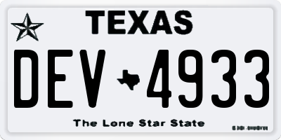 TX license plate DEV4933
