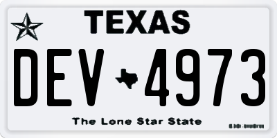 TX license plate DEV4973