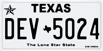 TX license plate DEV5024