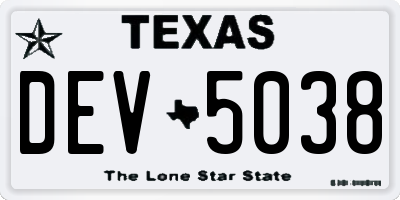 TX license plate DEV5038