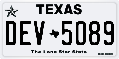 TX license plate DEV5089