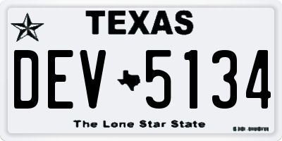 TX license plate DEV5134
