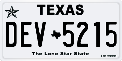 TX license plate DEV5215