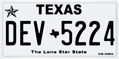 TX license plate DEV5224