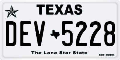 TX license plate DEV5228