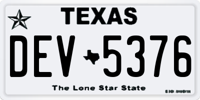 TX license plate DEV5376