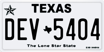 TX license plate DEV5404