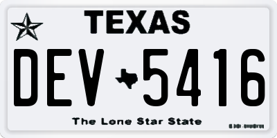 TX license plate DEV5416