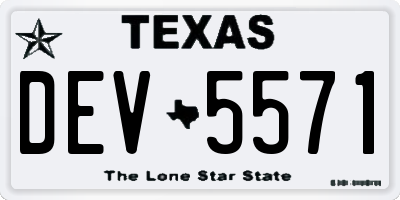 TX license plate DEV5571