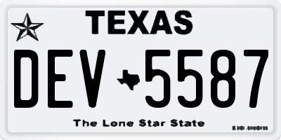 TX license plate DEV5587