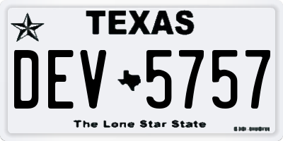 TX license plate DEV5757