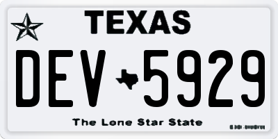 TX license plate DEV5929