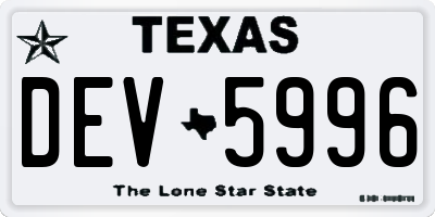 TX license plate DEV5996
