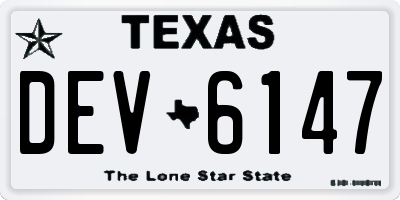 TX license plate DEV6147