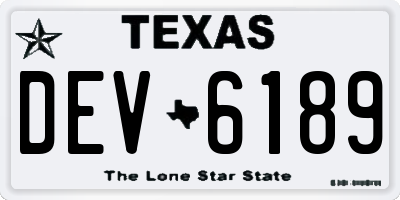 TX license plate DEV6189